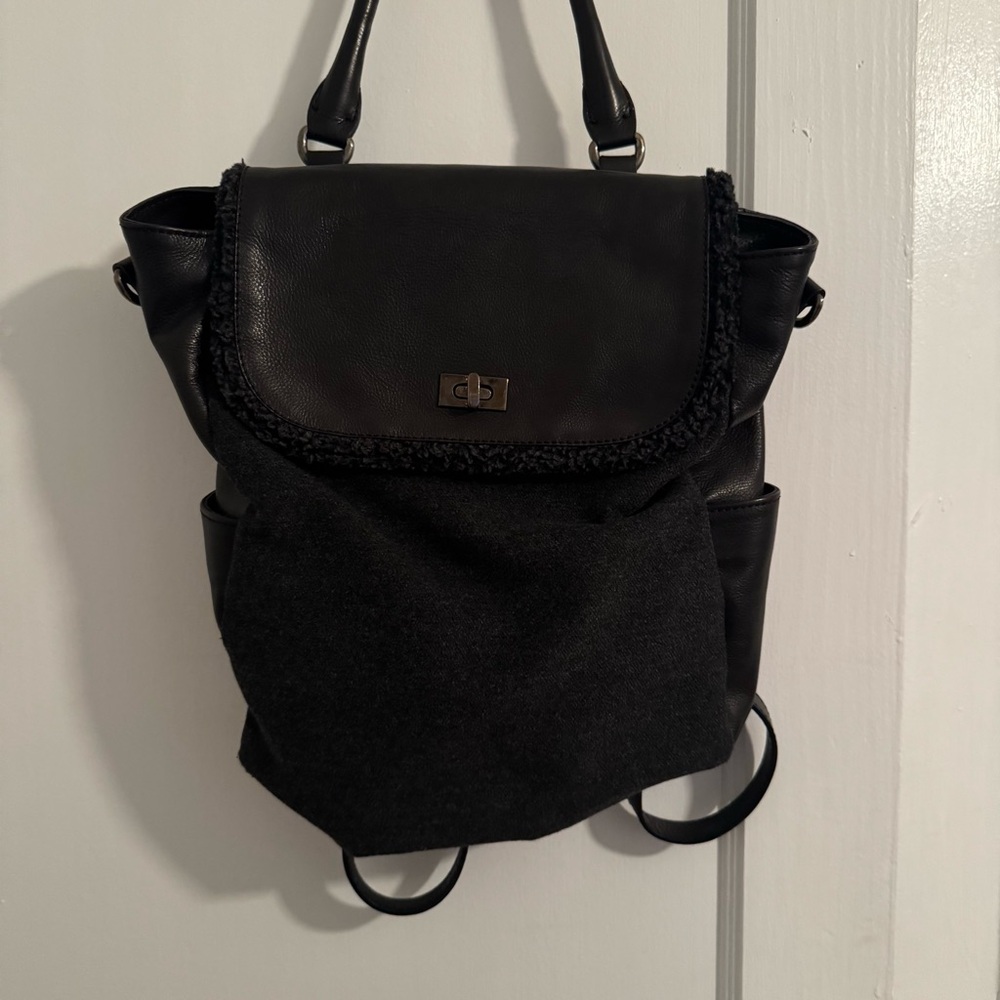 Chic Black Leather Backpack